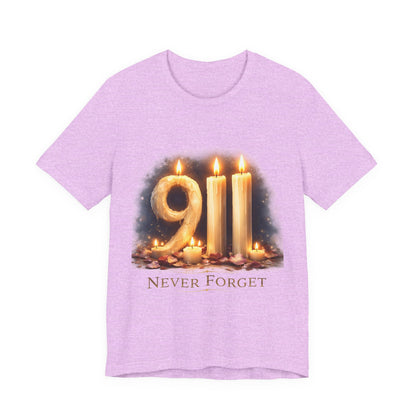 9/11 Never Forget T-Shirt – Memorial Candle Tribute Tee