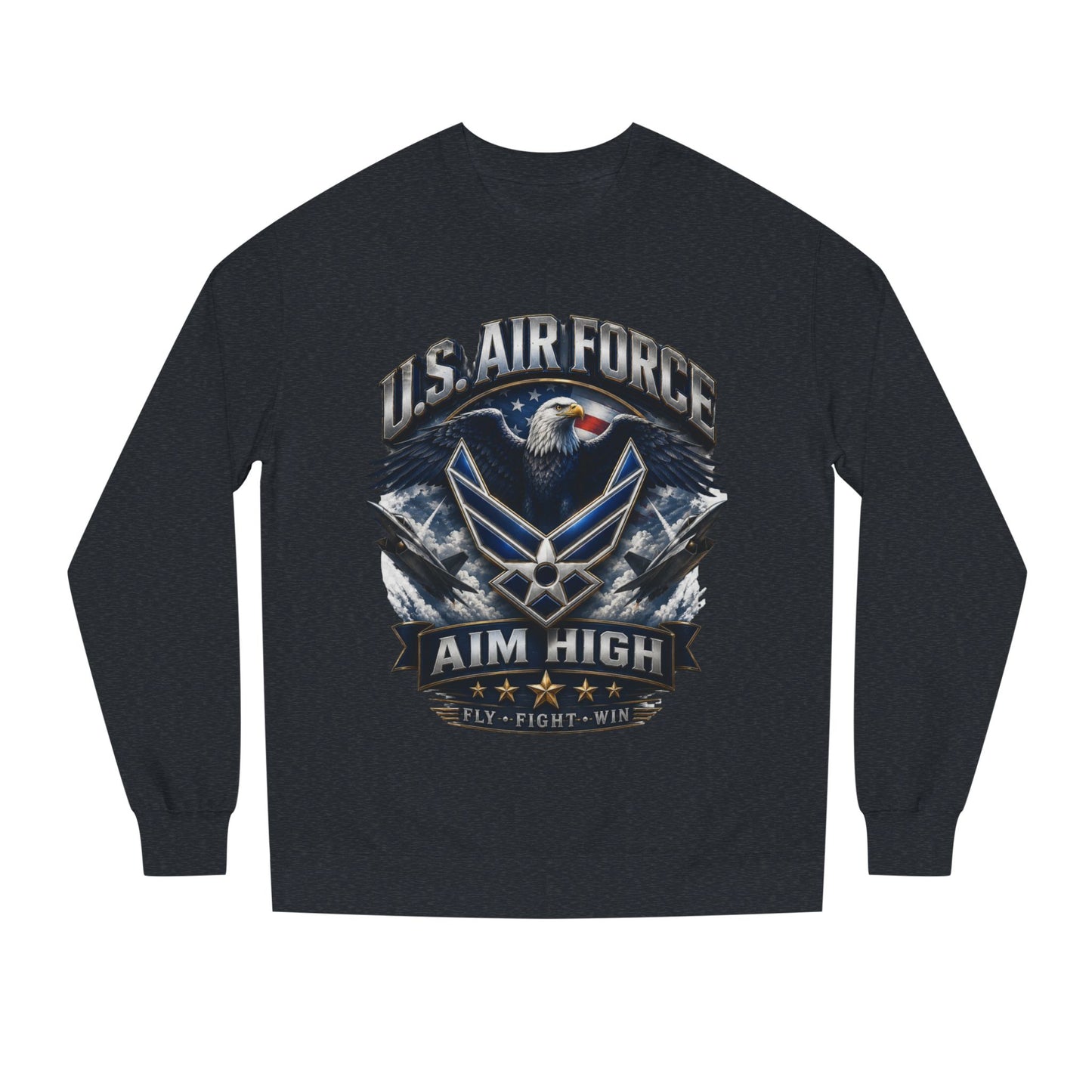 Air Force Crewneck Sweatshirt — "U.S. Air Force Aim High" Military Logo Pullover