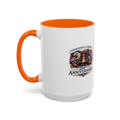 250th Anniversary Accent Coffee Mug — Patriotic United States Bell & Eagle Design (11/15 oz)