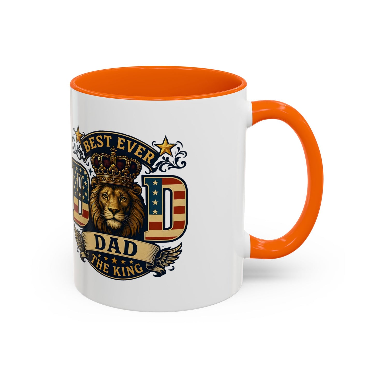 Best Ever Dad Coffee Mug — 'Dad the King' Lion Accent Mug (11/15oz)
