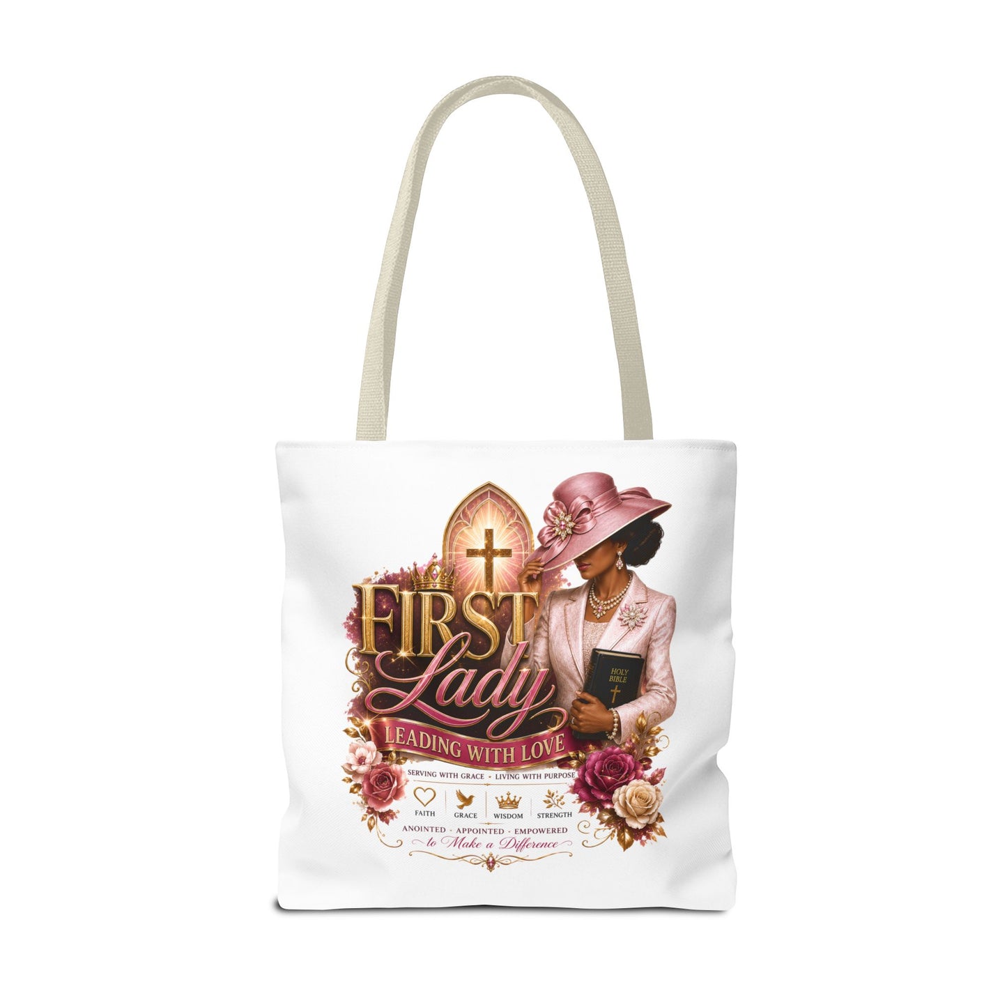 First Lady Tote Bag — Faithful Church Lady Floral Churchgoing Purse