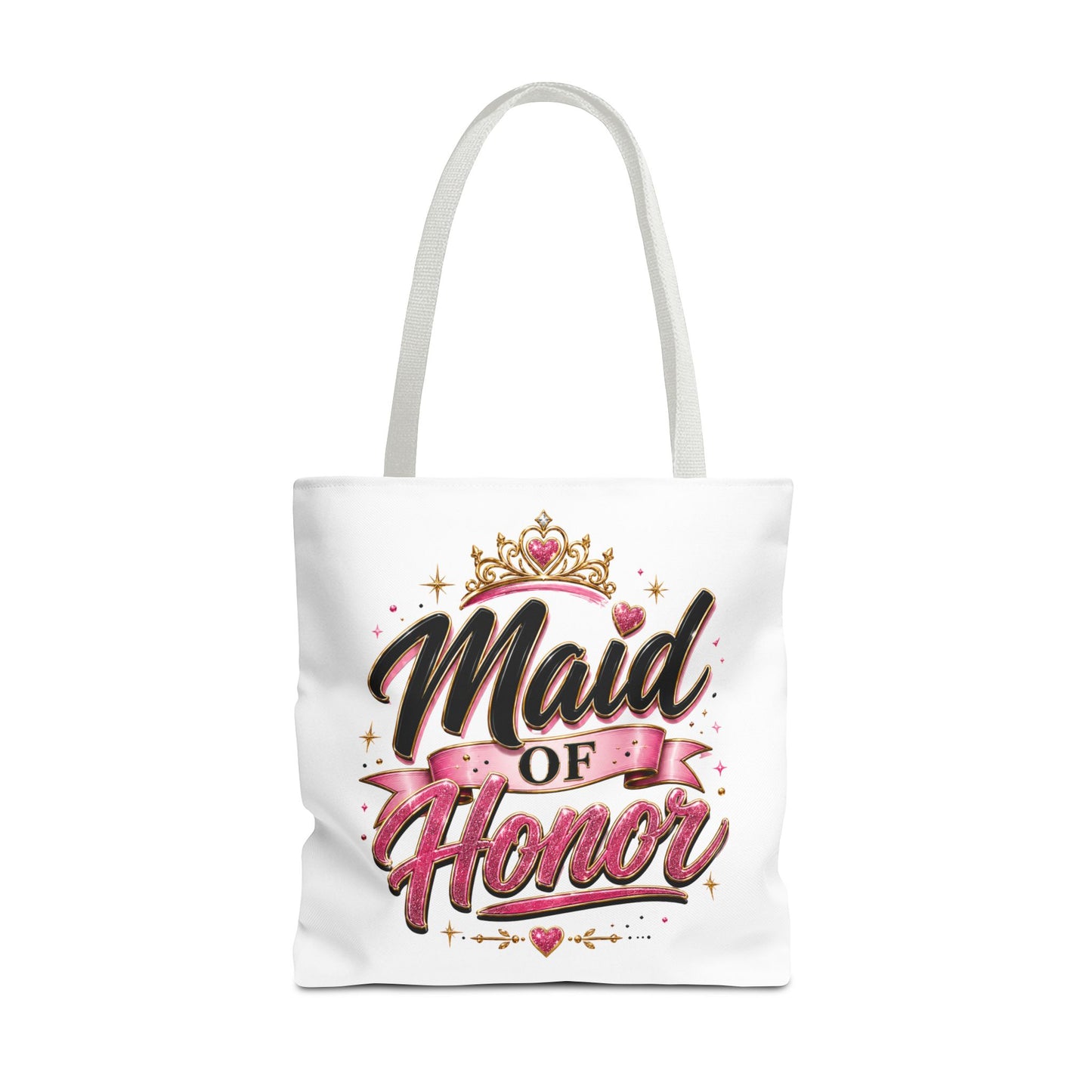 Maid of Honor Tote Bag — Pink Crown Bridal Party Tote for Weddings & Bachelorette