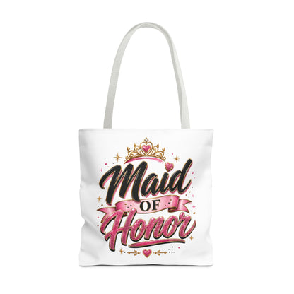 Maid of Honor Tote Bag — Pink Crown Bridal Party Tote for Weddings & Bachelorette