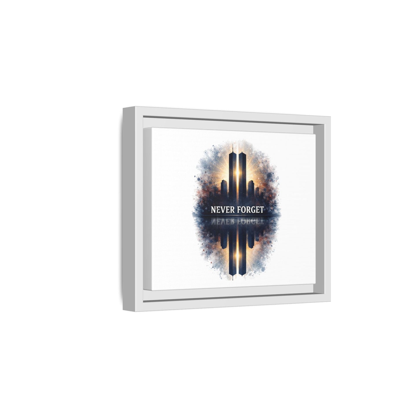 Never Forget Twin Towers Framed Canvas Print