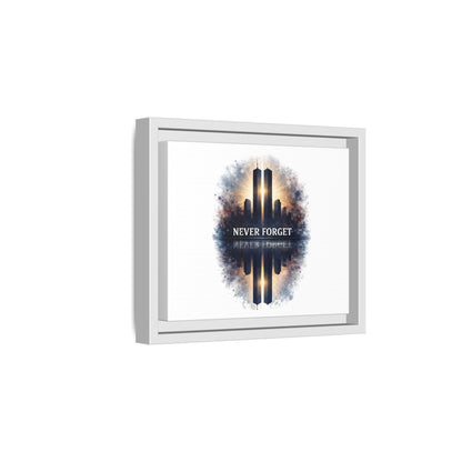 Never Forget Twin Towers Framed Canvas Print