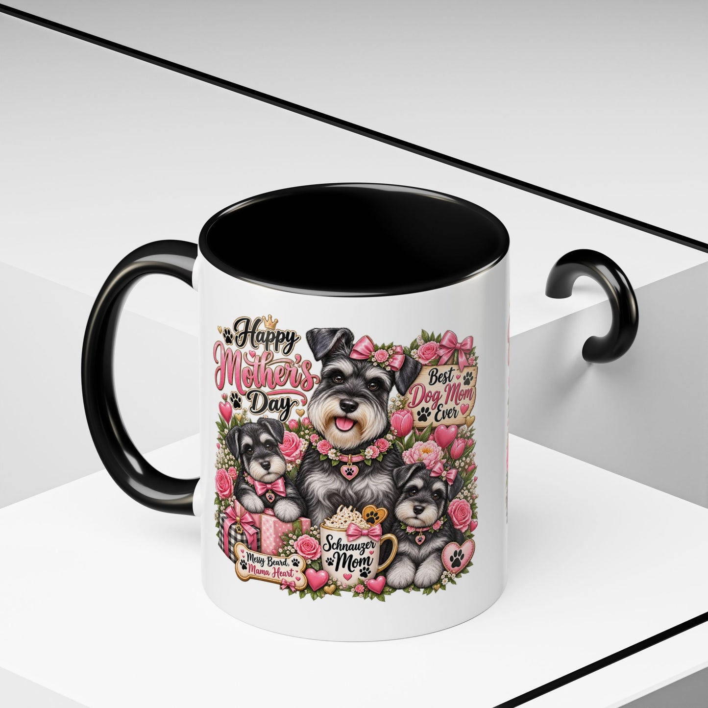 Mother's Day Schnauzer Coffee Mug — "Best Dog Mom Ever" Accent Mug (11/15oz)