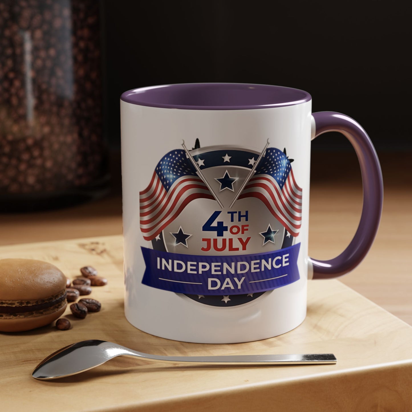 4th of July Independence Day Coffee Mug - Patriotic American Flag Accent