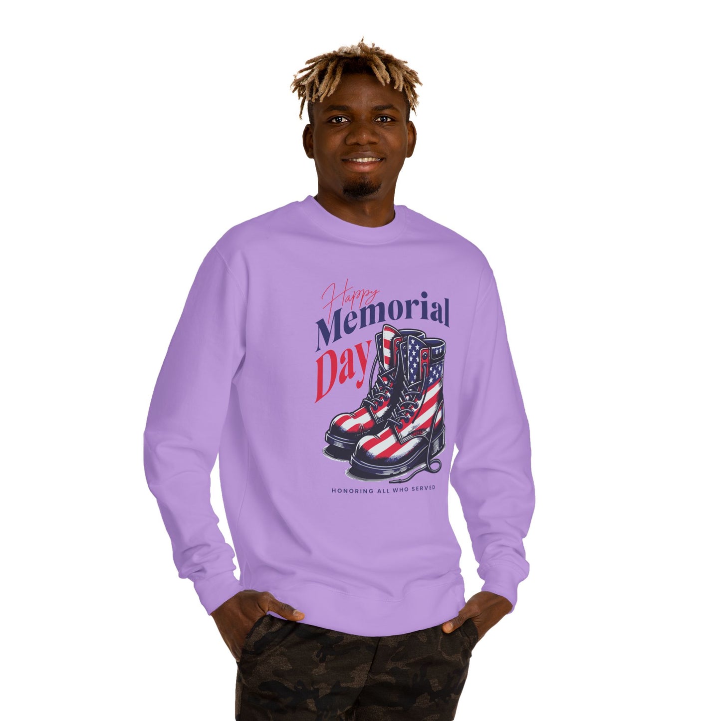 Memorial Day Flag Combat Boots Sweatshirt — Honoring All Who Served