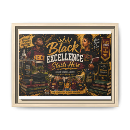 Black Excellence Starts Here Framed Canvas