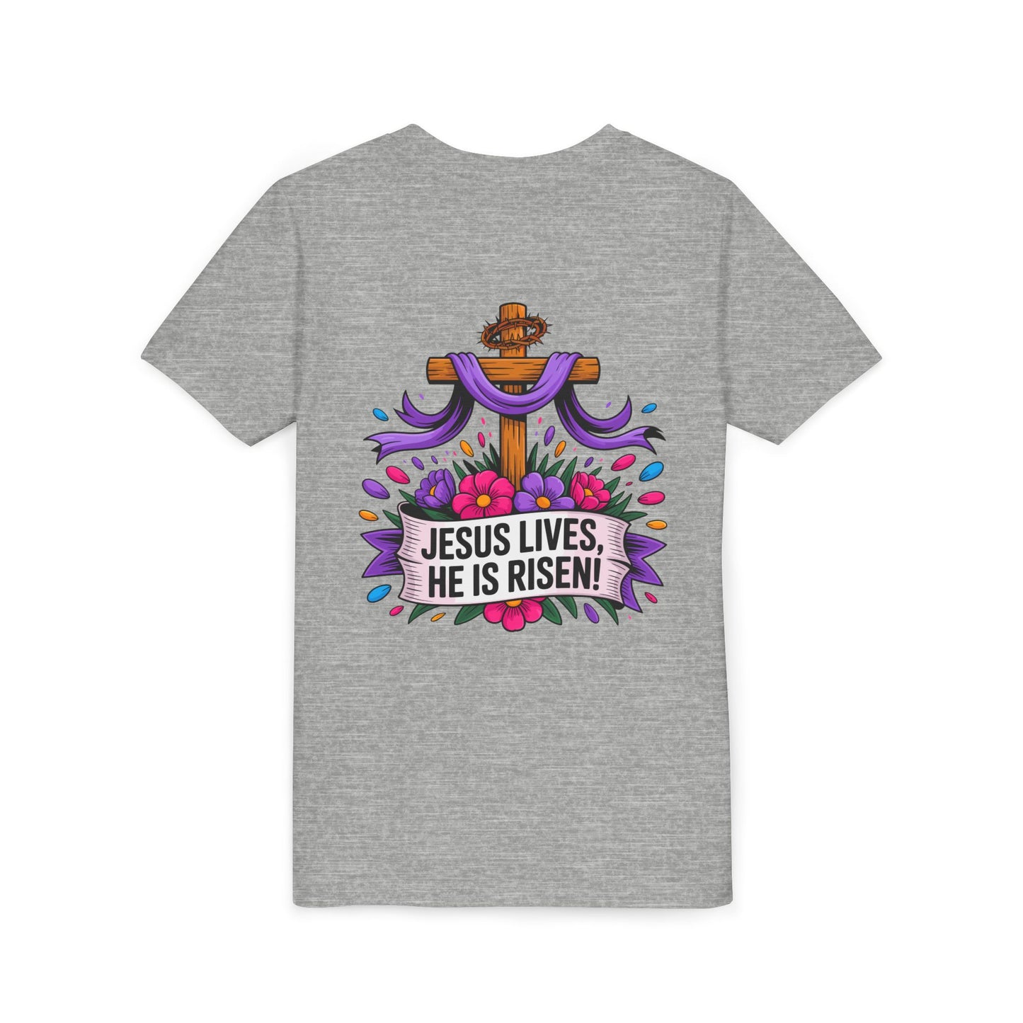 Youth Tee — "Jesus Lives, He Is Risen!" Easter Christian Tee