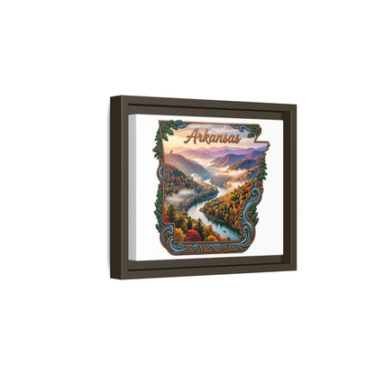 Arkansas Scenic State Map Canvas — "The Natural State" Framed Wall Art