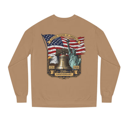 Liberty 250th Anniversary Sweatshirt — USA Flag, Statue of Liberty & Liberty Bell Design