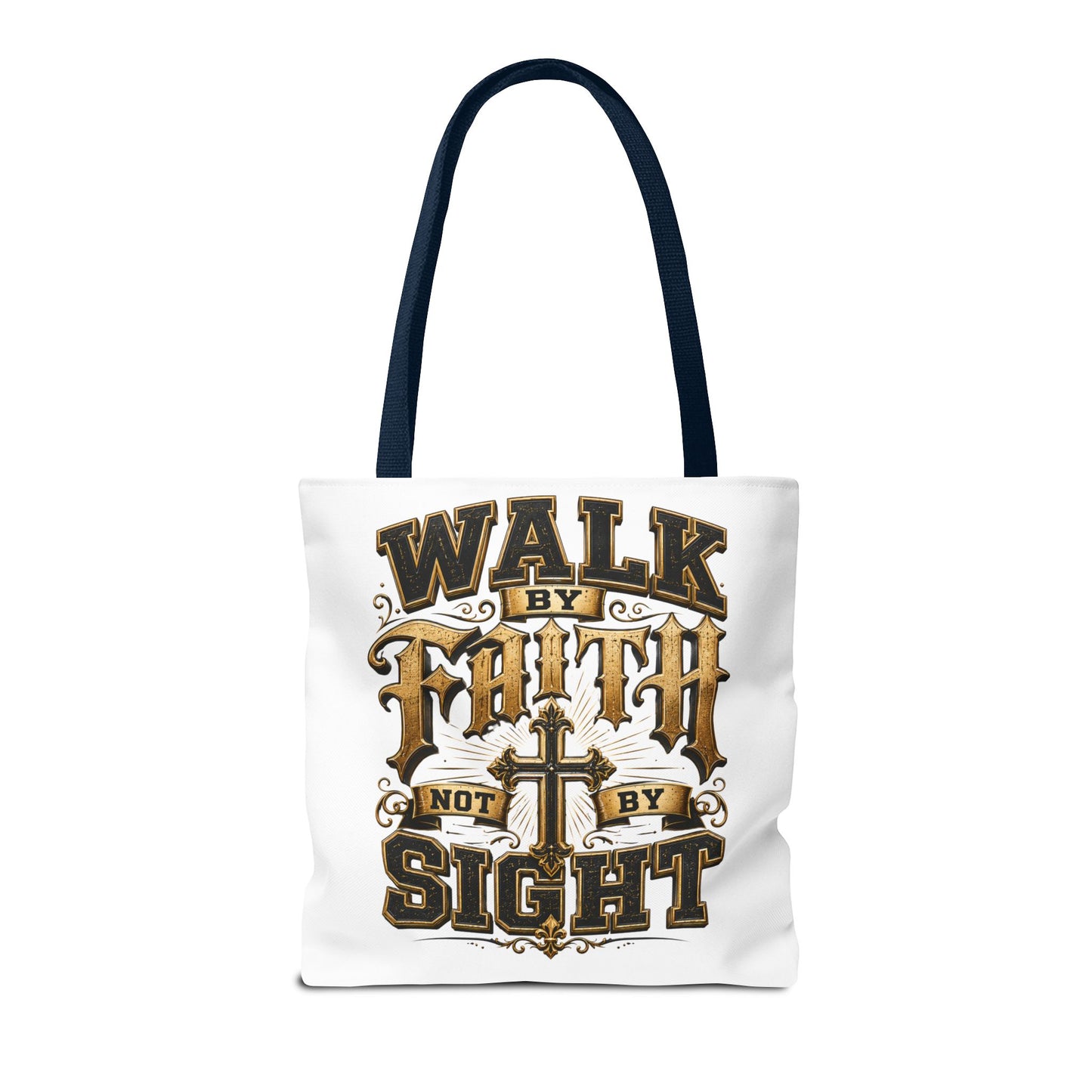Walk by Faith Tote Bag — Christian Inspirational Cross Tote