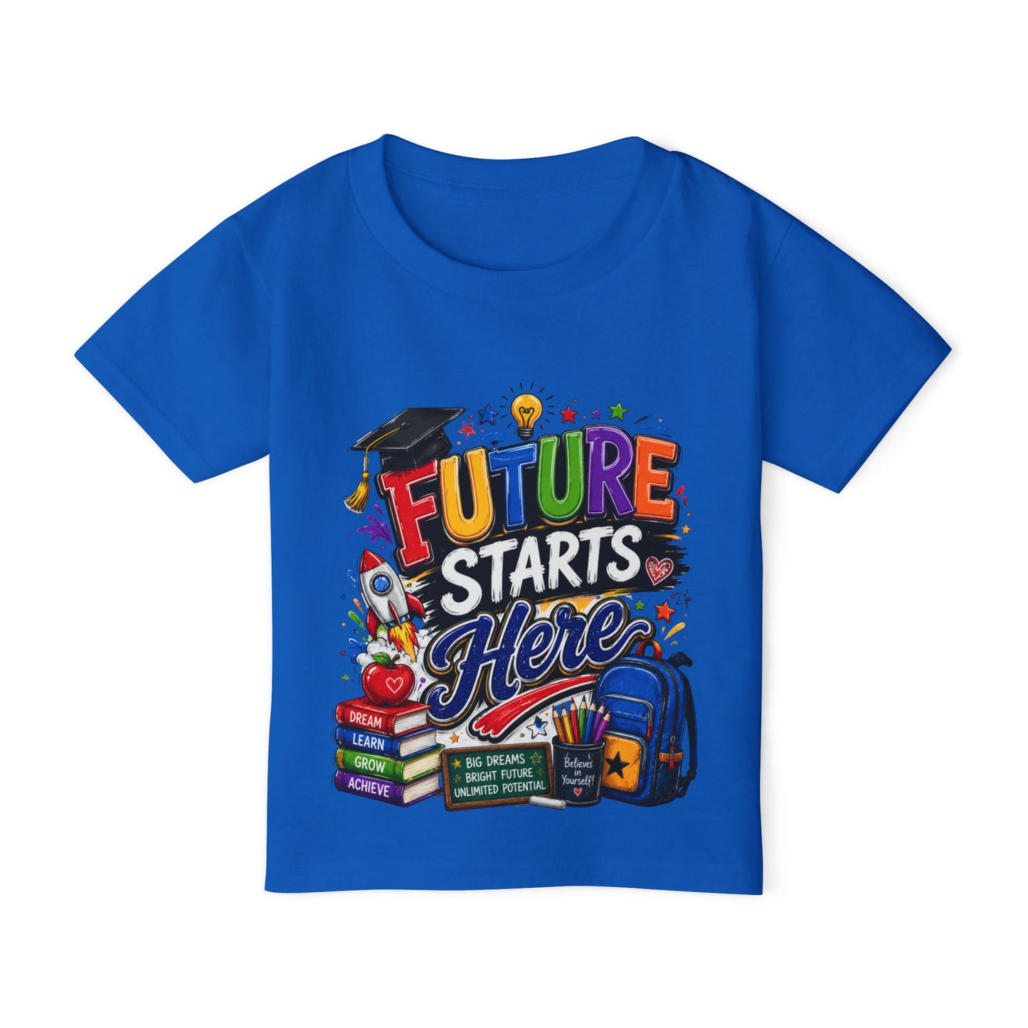Toddler T-Shirt — "Future Starts Here" Back-to-School Graphic Tee