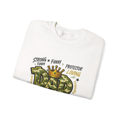 Dad Crown Crewneck Sweatshirt — "DAD" Camouflage Design, Loving, Hardworking Father Gift