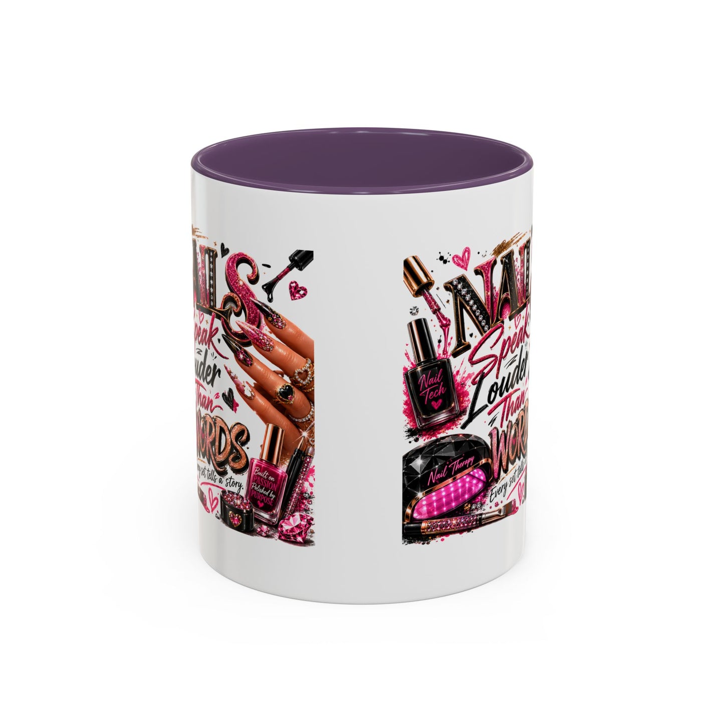 Nails Speak Louder Than Words Accent Coffee Mug — Pink Manicure Beauty Gift (11/15oz)