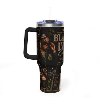 Black Ivy Energy 40oz Vacuum Tumbler — Insulated Travel Mug with Handle (Black Ivy Design)