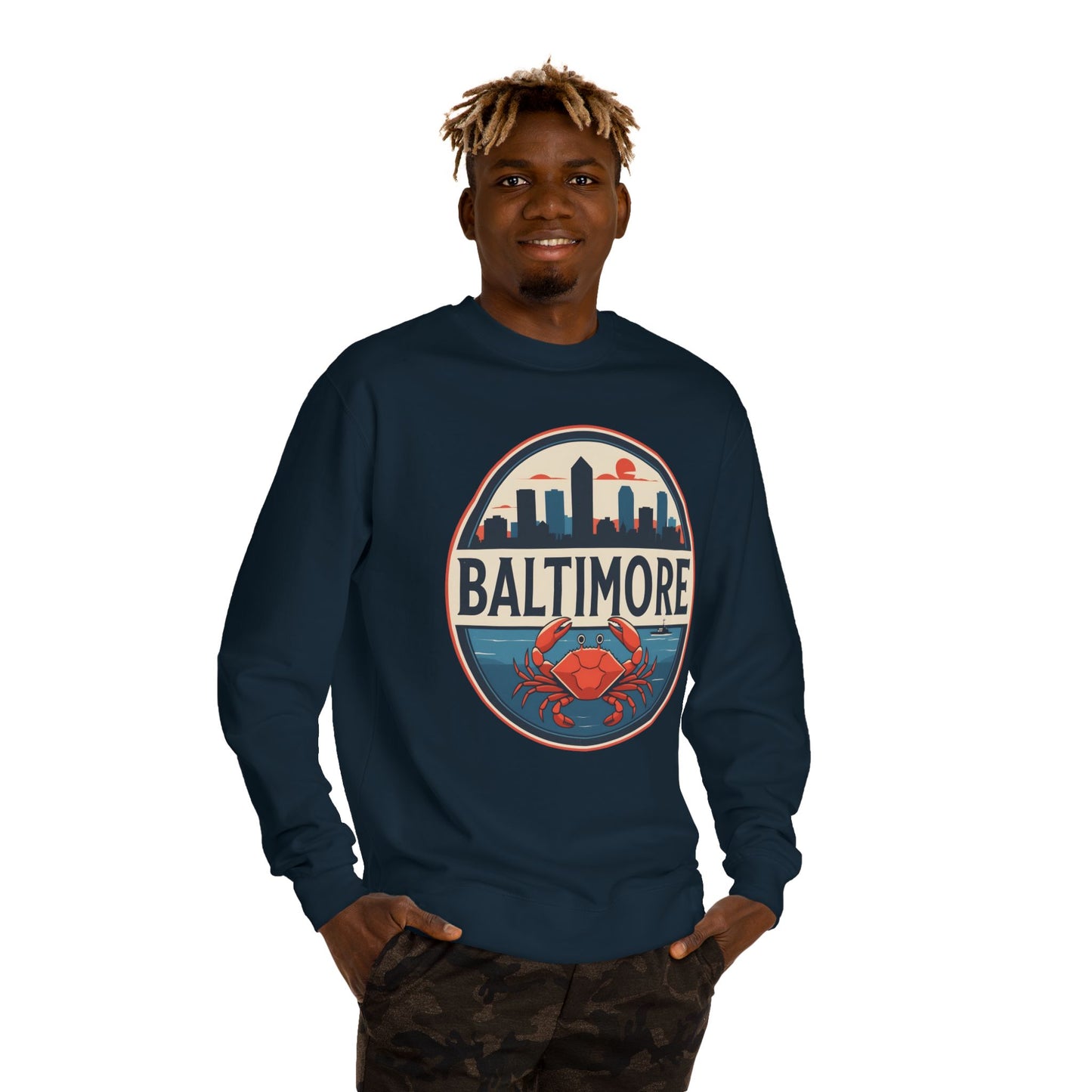 Baltimore Skyline Crab Sweatshirt – Retro City Crewneck