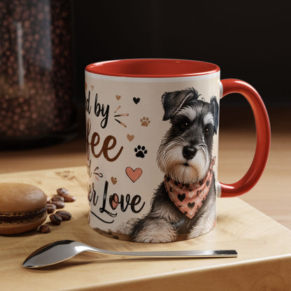 Fueled by Coffee and Schnauzer Love Accent Mug — Dog Lover Coffee Cup (11/15 oz)
