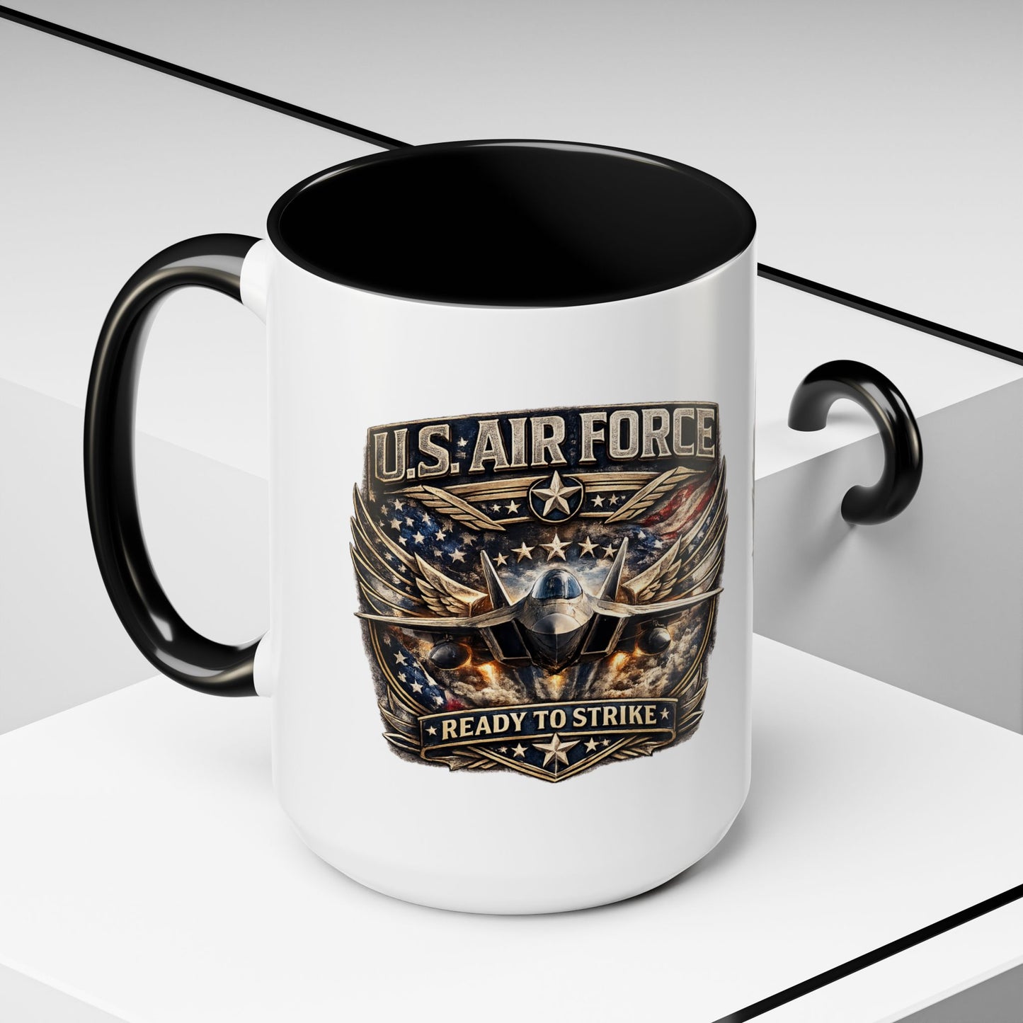 U.S. Air Force Accent Coffee Mug — "Ready to Strike" Military Aviation Gift