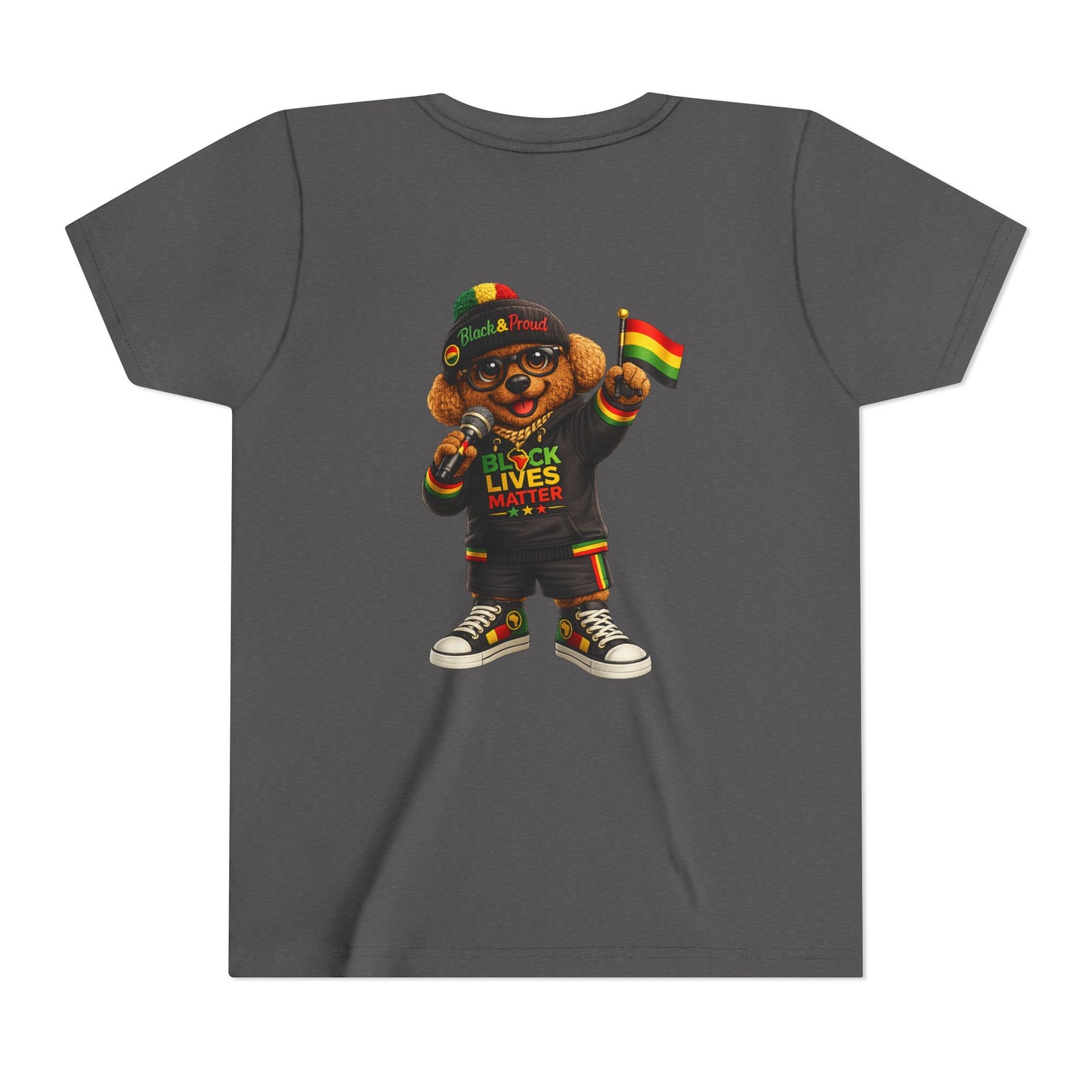Youth Tee — Kid Bear Black Lives Matter Rasta Flag Shirt