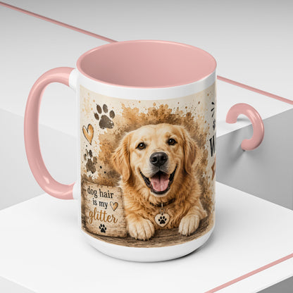 Dog Lover Coffee Mug — "Happiness is a Wet Nose, Wagging Tail" Accent Mug