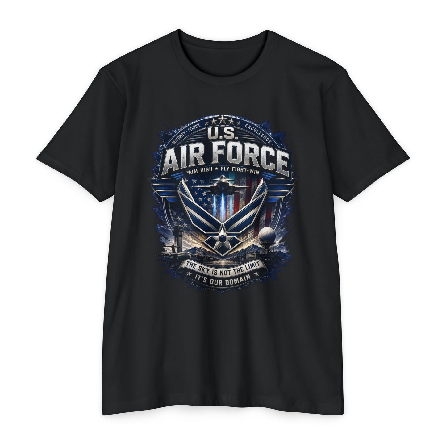 U.S. Air Force Graphic T-Shirt — Military Emblem Tee ("The Sky Is Not The Limit")