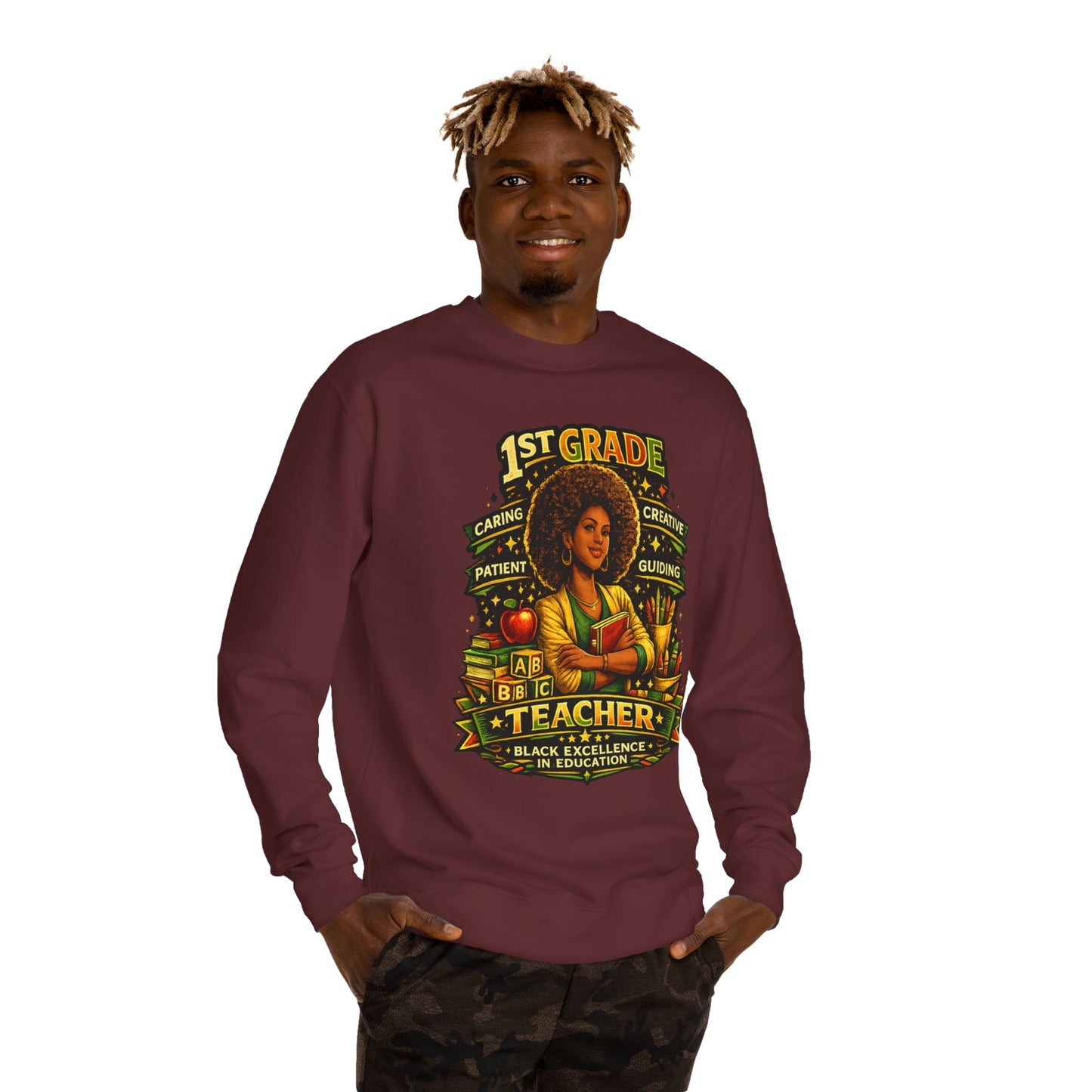 1st Grade Teacher Sweatshirt — Black Excellence in Education Crewneck