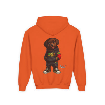 Youth Hoodie - Cute Rottweiler Puppy 'Black History' Graphic Sweatshirt for Kids