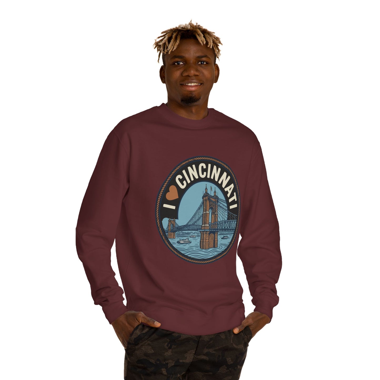 Cincinnati Bridge Crewneck Sweatshirt — I  Cincinnati Graphic