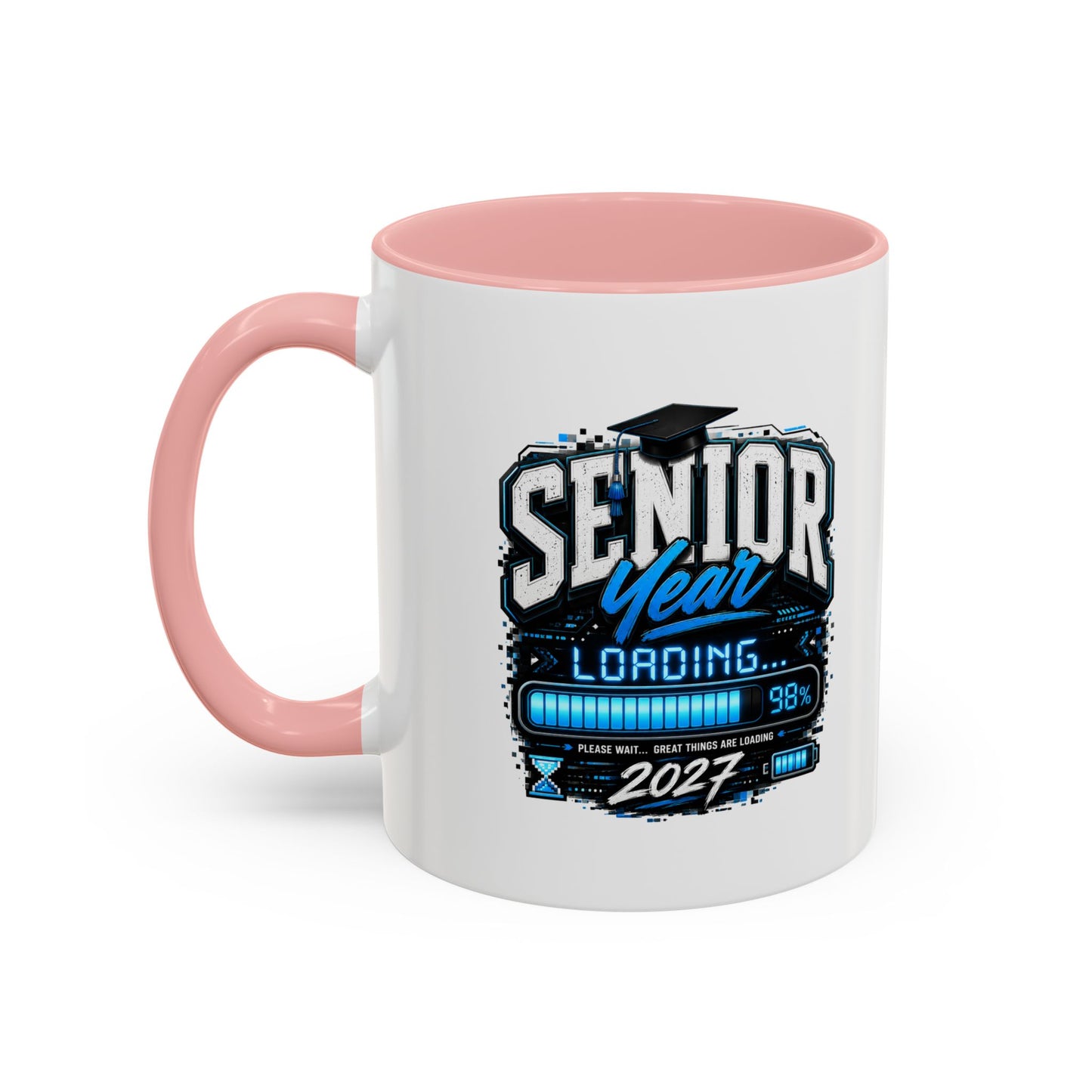 Senior Year Loading 2027 Accent Coffee Mug — Graduation Gift Cup (11/15oz)