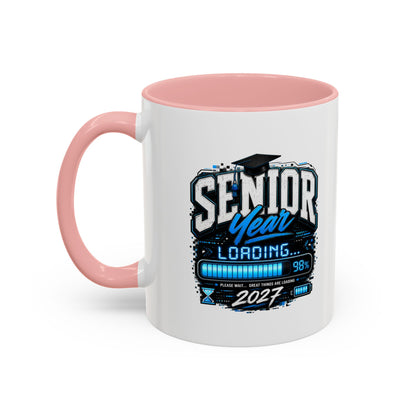 Senior Year Loading 2027 Accent Coffee Mug — Graduation Gift Cup (11/15oz)