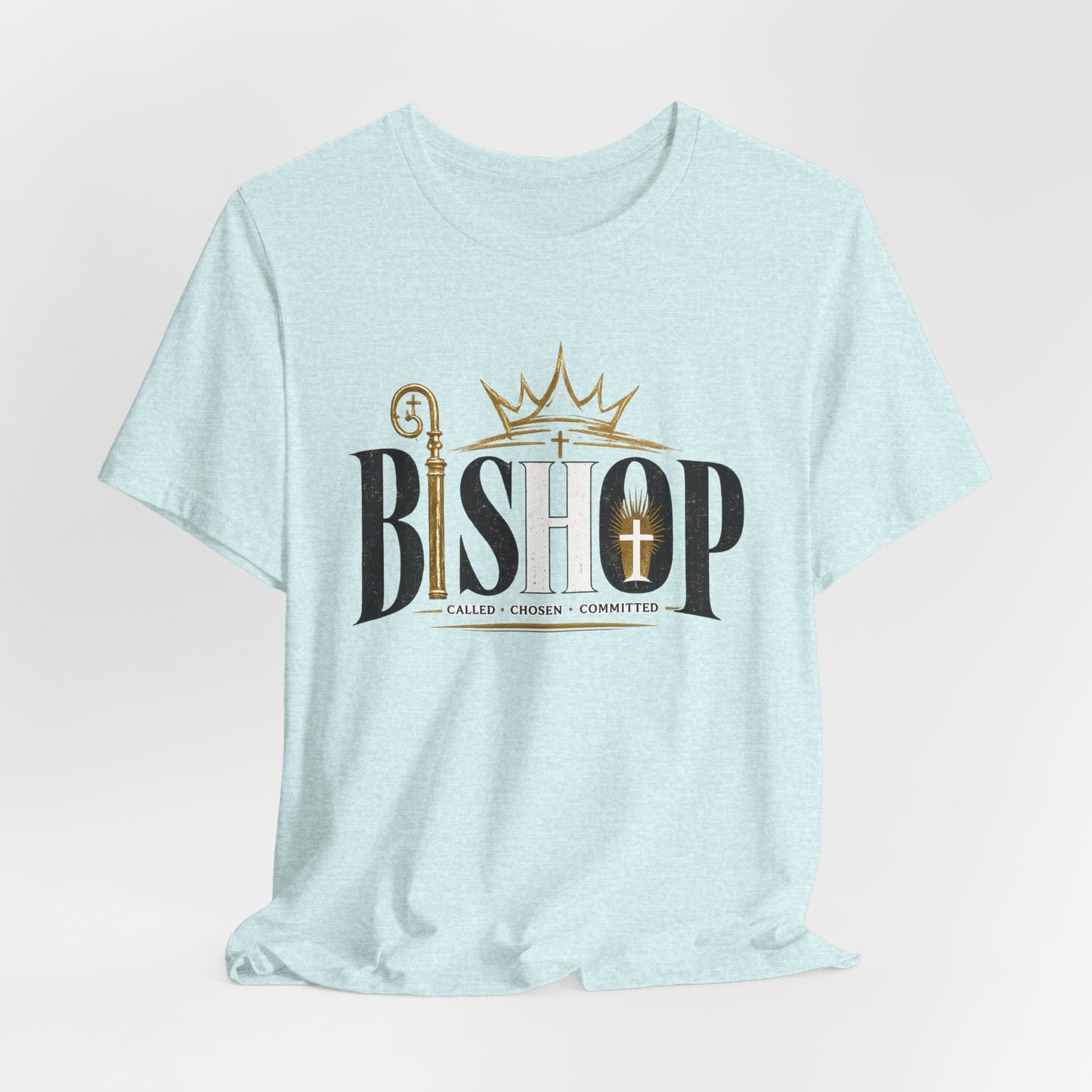 Bishop Graphic Tee — 'BISHOP' Crown & Crosier Church Leadership Shirt