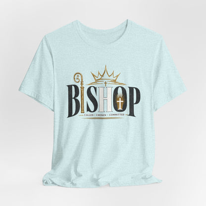 Bishop Graphic Tee — 'BISHOP' Crown & Crosier Church Leadership Shirt
