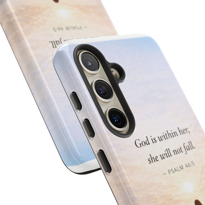 Inspirational Psalm 46:5 Phone Case — 'God is within her, she will not fall' Christian Phone Cover