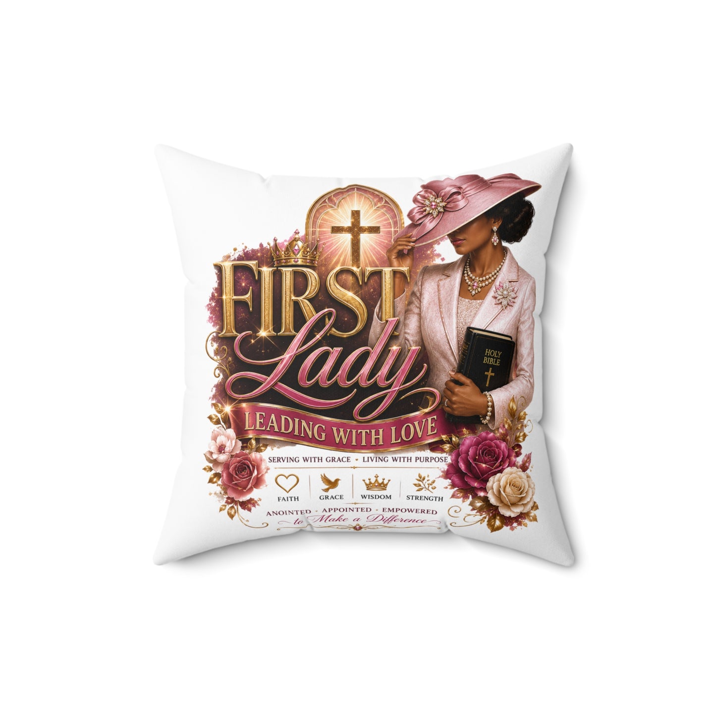 First Lady Decorative Pillow — 'First Lady: Leading With Love' Christian Accent Cushion