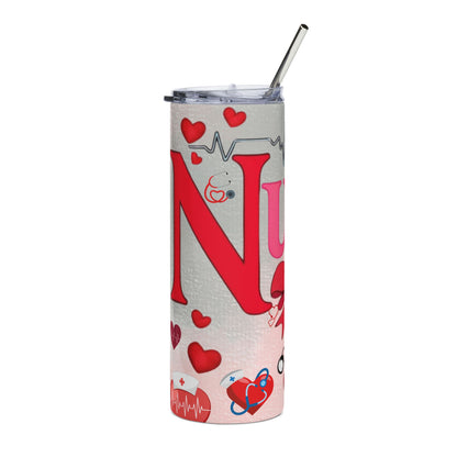 Nurse Hearts 20oz Stainless Tumbler - Medical Gift with Stethoscope & EKG Design