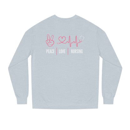 Peace Love Nursing Sweatshirt — Nurse Gifts, Heartbeat & Peace Sign Crewneck