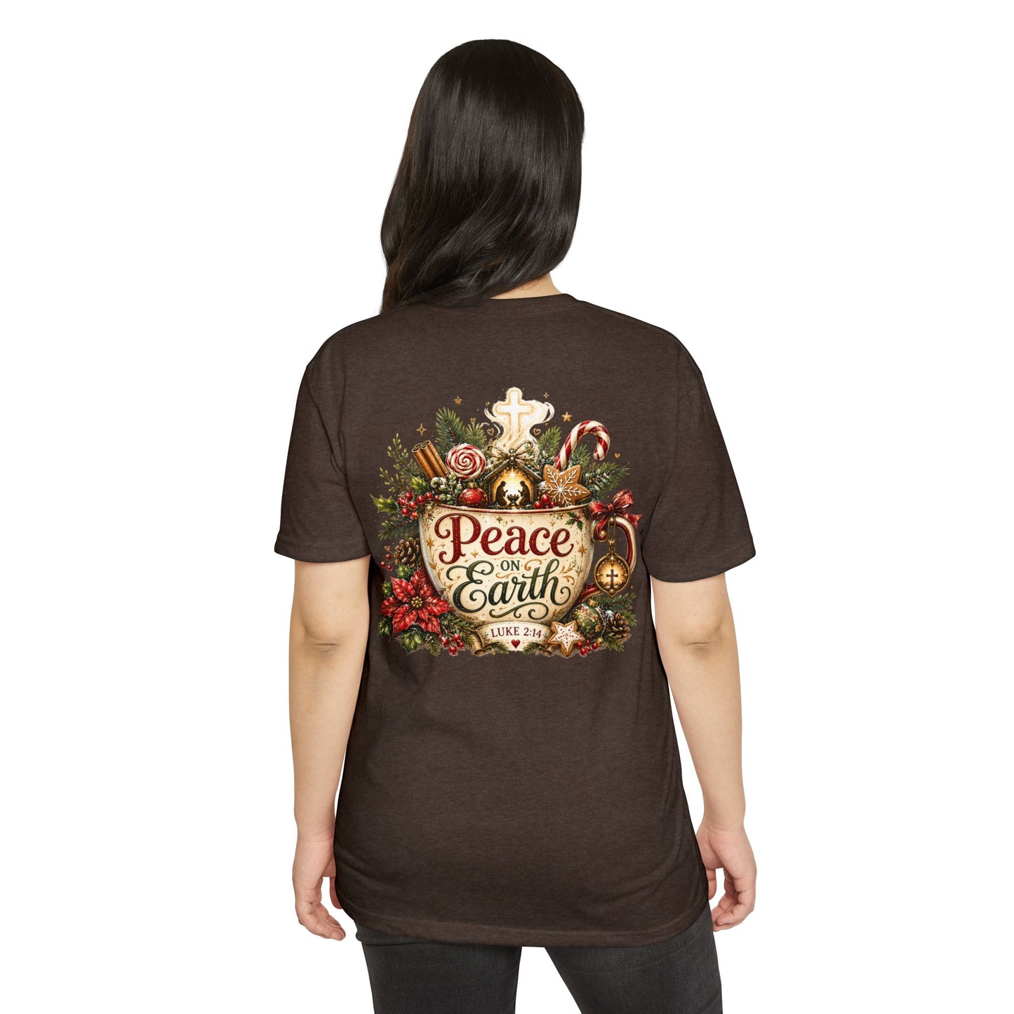 Peace on Earth Christmas T-shirt — Luke 2:14 Nativity Holiday Tee
