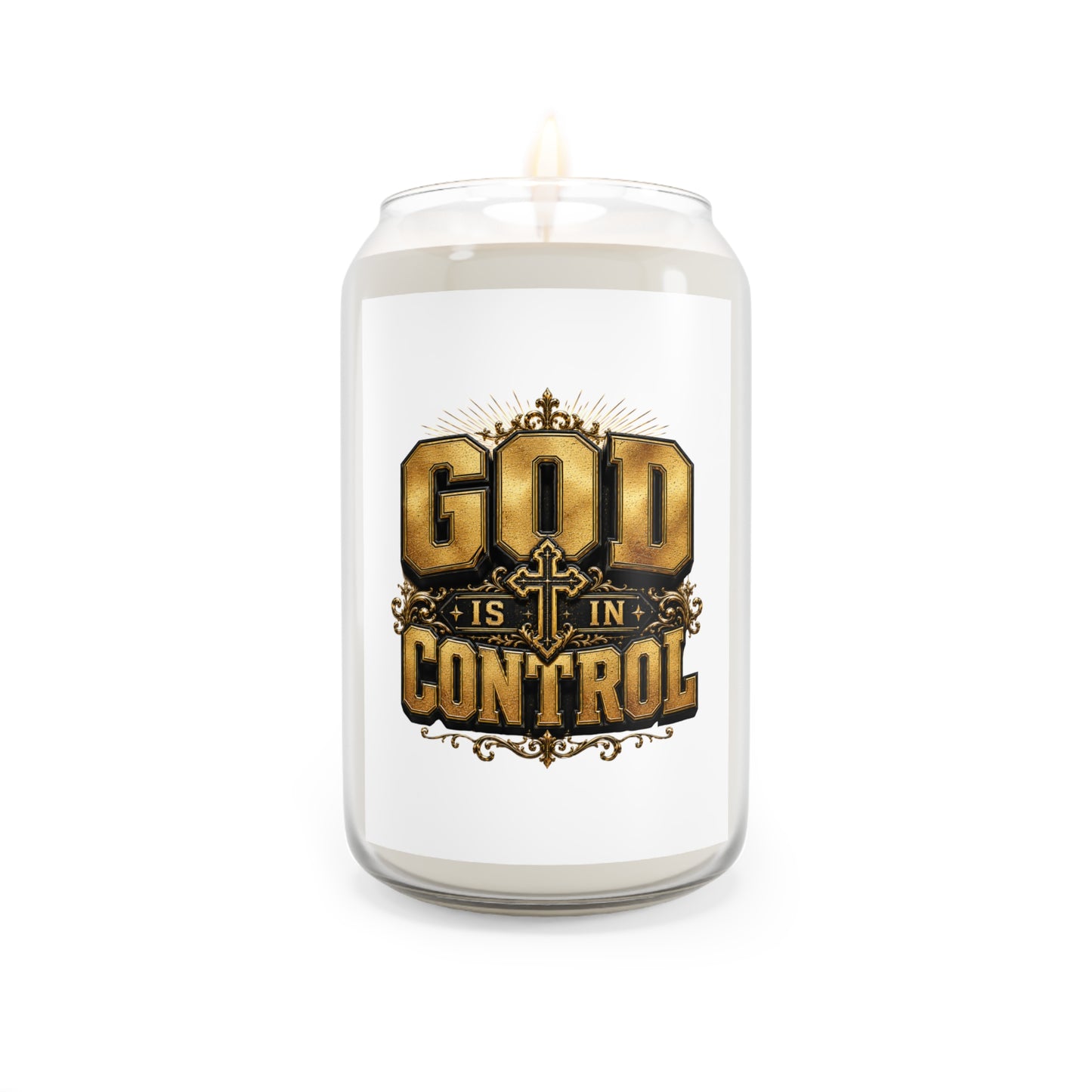 God Is In Control Scented Soy Candle — 13.75 oz Inspirational Faith Candle