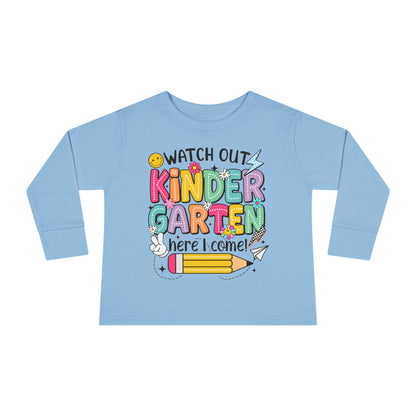 Kindergarten Here I Come Toddler Long Sleeve Tee