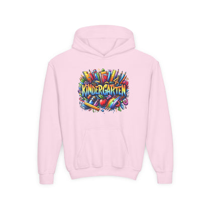 Kindergarten Kids Hoodie — Colorful School Supplies Back-to-School Sweatshirt