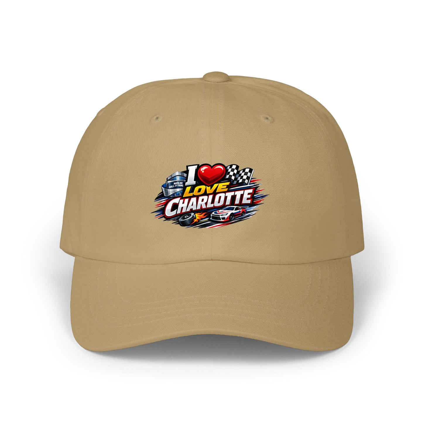I Love Charlotte Dad Cap – Retro Racing Graphic Baseball Hat
