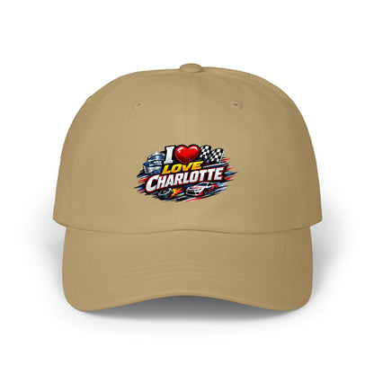 I Love Charlotte Dad Cap – Retro Racing Graphic Baseball Hat