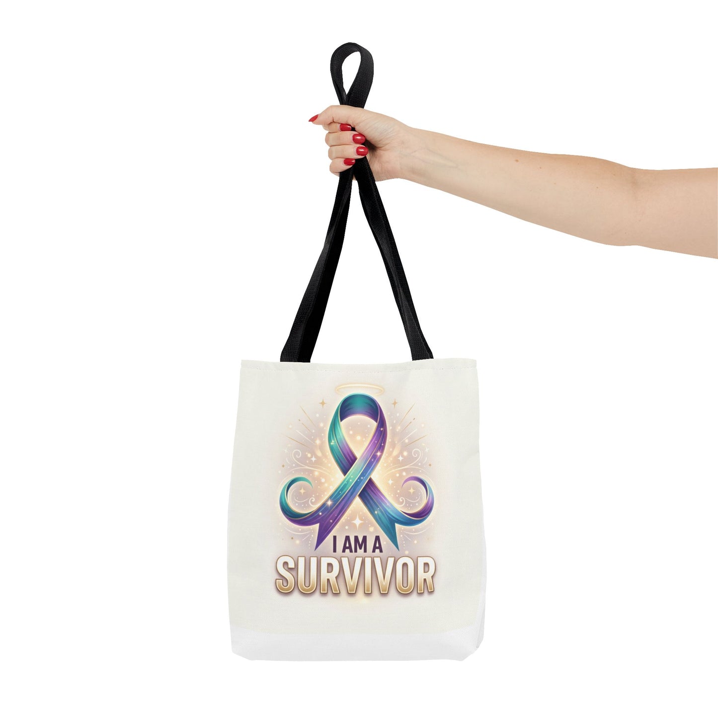 Survivor Ribbon Tote Bag - "I Am a Survivor" Awareness Reusable Shopper