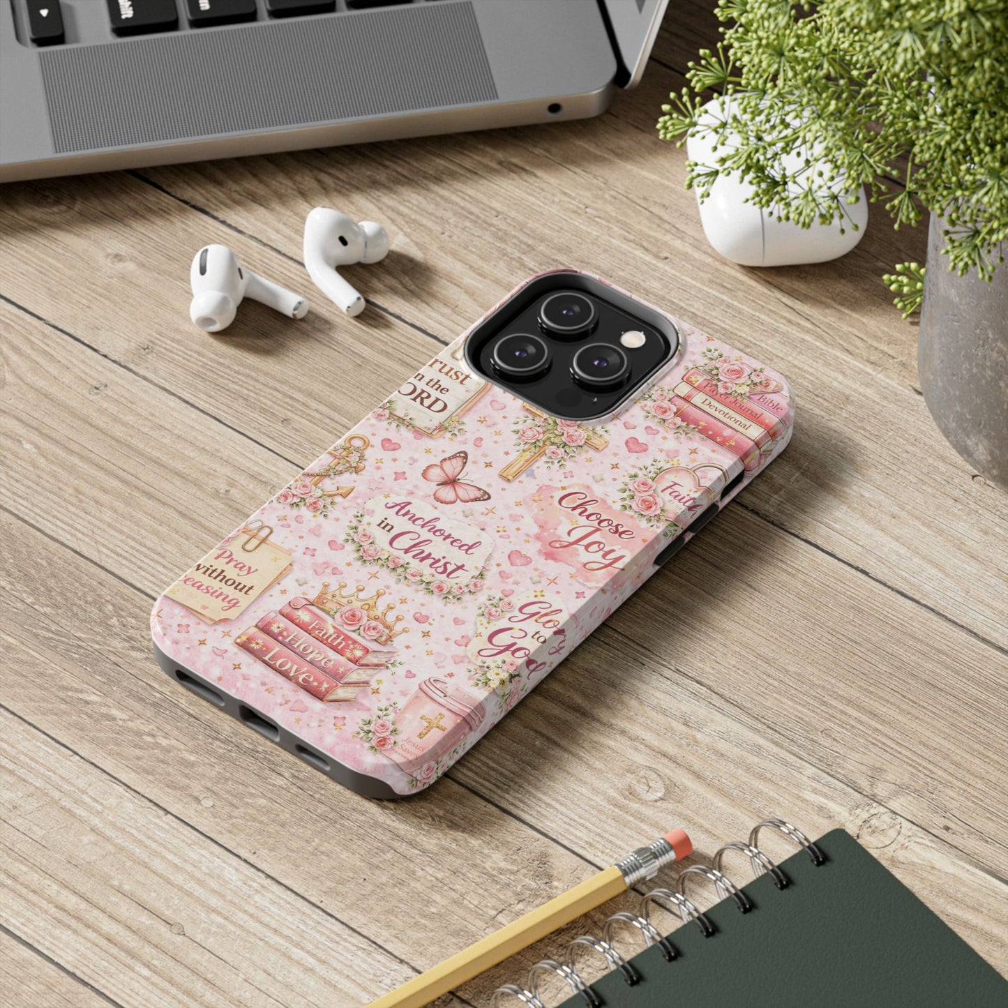 Anchored In Christ Phone Case | Christian floral iPhone Case