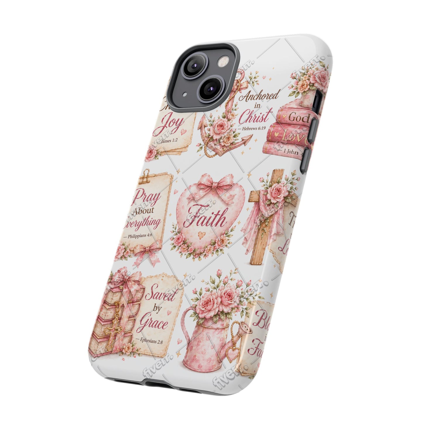 Faith Floral Phone Case – Christian Inspirational Scripture iPhone Cover (Choose Joy, Pray, Faith)