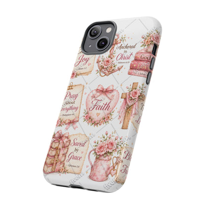 Faith Floral Phone Case – Christian Inspirational Scripture iPhone Cover (Choose Joy, Pray, Faith)