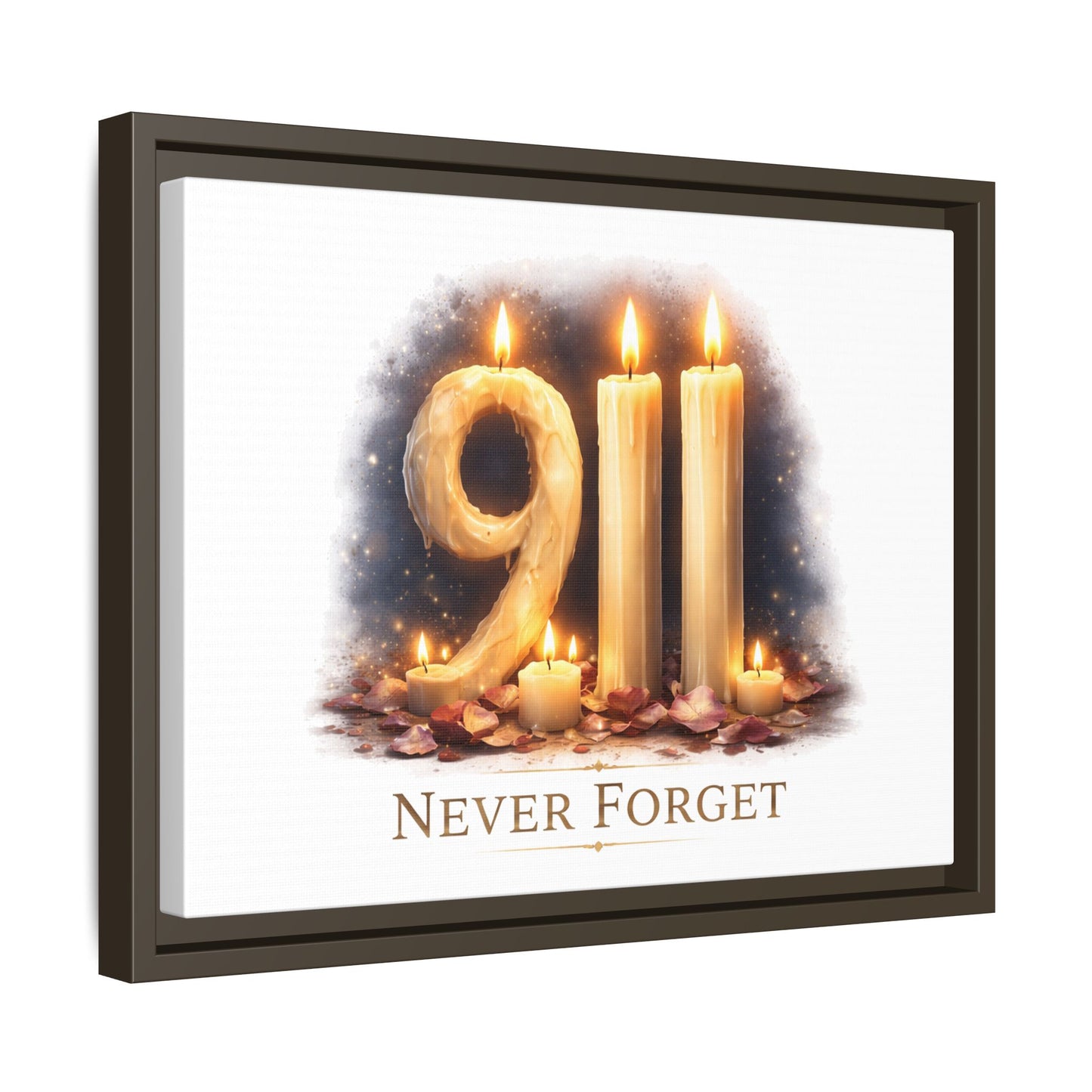 9/11 Never Forget Framed Canvas Print