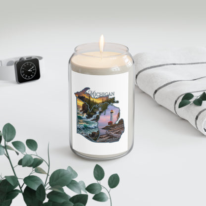 Michigan Scenic Soy Candle — 13.75oz Scented Jar (Lighthouse & Great Lakes Design)